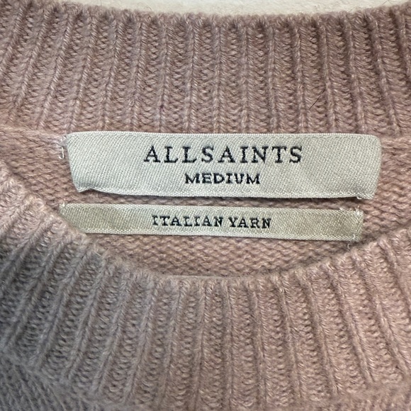 ALLSAINTS Kiera Fray Edge women’s Crewneck Sweater In Pink size medium - Picture 4 of 7